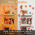 Picture of 3M 20 LED Maple Leaf String Lights, Battery-Operated Autumn Garland with Timer for Thanksgiving, Halloween & Christmas Décor ,Warm Fall Ambiance for Parties, Tables, and Home Decoration