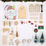 Picture of Magical Wooden Fairy Door Set,  56-Piece Gnome House Kit with Mini Lights & Accessories for Christmas, Garden, and Home Décor