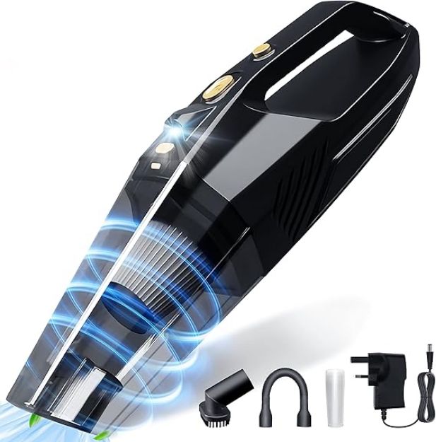 Picture of Cordless Handheld Vacuum Cleaner,  Rechargeable, Portable, 8000Pa Strong Suction, Lightweight Dust Buster with LED Light for Car, Home, and Office Cleaning