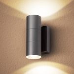 Picture of Modern Up & Down Outdoor Wall Lights, Deep Grey IP65 Waterproof LED Porch Lamp with 10W 3000K GU10 Bulbs, Exterior Wall-Mounted Sconce for House, Patio, and Pathway