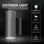 Picture of Modern Up & Down Outdoor Wall Lights, Deep Grey IP65 Waterproof LED Porch Lamp with 10W 3000K GU10 Bulbs, Exterior Wall-Mounted Sconce for House, Patio, and Pathway