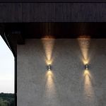 Picture of Modern Up & Down Outdoor Wall Lights, Deep Grey IP65 Waterproof LED Porch Lamp with 10W 3000K GU10 Bulbs, Exterior Wall-Mounted Sconce for House, Patio, and Pathway