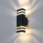 Picture of Outdoor Wall Lights - IP65 Waterproof LED Up & Down Sconce Lamp, Mains Powered, Square GU10 Lighting for Home, Black