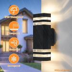 Picture of Outdoor Wall Lights - IP65 Waterproof LED Up & Down Sconce Lamp, Mains Powered, Square GU10 Lighting for Home, Black