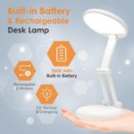 Picture of 3600mAh Rechargeable LED Desk Lamp, Dimmable Cordless Table Lamp with Wireless Design, Portable Reading Light for Indoor Use,  Long-Lasting Battery-Powered Lamp