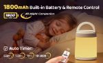 Picture of Rechargeable LED Baby Night Light, 10 Color Dimmable Touch Lamp with Remote & Timer, Portable Cordless Lamp for Kids & Bedroom