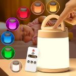 Picture of Rechargeable LED Baby Night Light, 10 Color Dimmable Touch Lamp with Remote & Timer, Portable Cordless Lamp for Kids & Bedroom