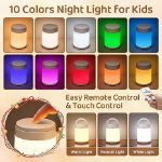 Picture of Rechargeable LED Baby Night Light, 10 Color Dimmable Touch Lamp with Remote & Timer, Portable Cordless Lamp for Kids & Bedroom