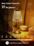 Picture of Rechargeable Table Lamp, 10-Way Dimmable Touch Lamp with 3 Colors, Cordless Bedside Lamp for Bedroom & Living Room, Portable Battery-Operated Light