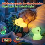 Picture of Rechargeable Dinosaur Night Light, 16 Colors Dimmable Baby Night Lamp with Remote, Soft Silicone Kids Night Light for Bedroom Décor & Dinosaur Gifts