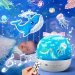 Picture of USB Rechargeable Night Light Projector,  144 Lighting Modes, 15 Films, Remote Control & 360° Rotation for Kids' Bedrooms, Girls Night Light & Baby Soothing Lamp