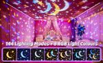 Picture of USB Rechargeable Night Light Projector,  144 Lighting Modes, 15 Films, Remote Control & 360° Rotation for Kids' Bedrooms, Girls Night Light & Baby Soothing Lamp