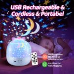 Picture of USB Rechargeable Night Light Projector,  144 Lighting Modes, 15 Films, Remote Control & 360° Rotation for Kids' Bedrooms, Girls Night Light & Baby Soothing Lamp