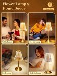 Picture of Elegant Rose Crystal Touch Lamp, Rechargeable & Dimmable Bedside LED Lamp with 3 Color Modes, Cordless & Portable Design for Bedroom, Living Room, and Gifts