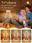 Picture of Elegant Rose Crystal Touch Lamp, Rechargeable & Dimmable Bedside LED Lamp with 3 Color Modes, Cordless & Portable Design for Bedroom, Living Room, and Gifts