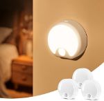 Picture of Rechargeable Motion Sensor Lights Indoor (3 Pack), Stick-On LED Night Lights with 3 Modes, Perfect for Stairs, Closets, and Hallways