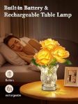 Picture of Romantic Touch Control Rose Flower Lamp,  Dimmable, Rechargeable Table Lamp with Glass Vase, Battery Operated for Bedroom & Living Room, Perfect Gift for Her