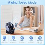 Picture of Portable Rechargeable Desk Fan, 5-Speed Quiet USB Fan with 2400mAh Battery, LED Screen, 360° Rotation, Compact & Lightweight for Home, Office & Travel