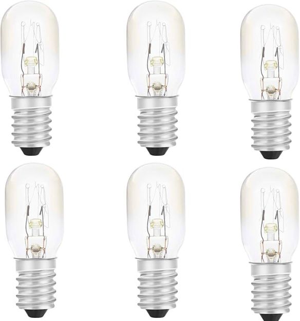 Picture of 15W E14 Scentsy Light Bulb, Warm White 2700K, Dimmable Small Edison Screw T20 Incandescent Bulbs for Ovens, Salt Lamps, Sewing Machines, and Fridges (6-Pack)