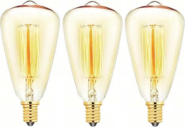 Picture of E14 40W Vintage Edison Light Bulb, Dimmable Retro Filament ST48 Decorative Bulbs, Amber Glass, Warm White 2700K, Pack of 3 | Energy Class F