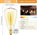 Picture of E14 40W Vintage Edison Light Bulb, Dimmable Retro Filament ST48 Decorative Bulbs, Amber Glass, Warm White 2700K, Pack of 3 | Energy Class F