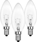 Picture of 3-Pack C35 E14 Small Screw Candle Bulbs, 40W SES Dimmable Clear Halogen Bulbs, Warm White 2700K,