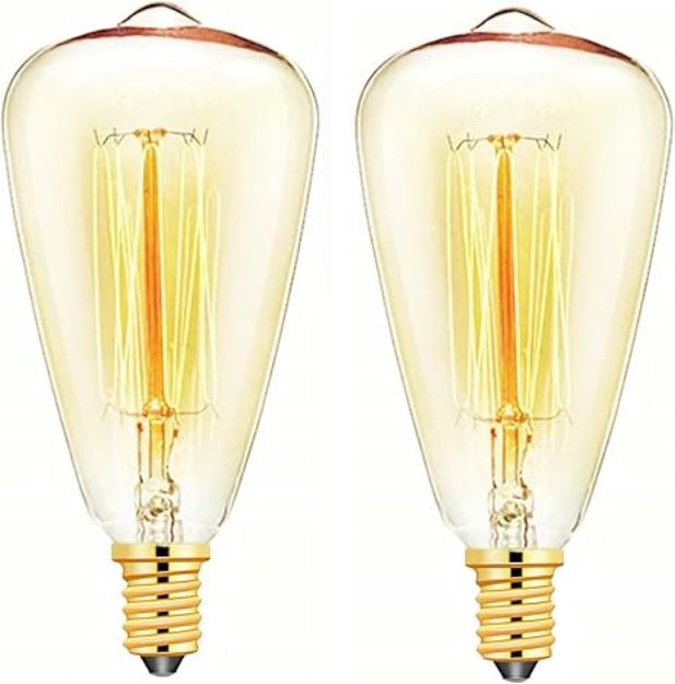 Picture of E14 40W Vintage Edison Dimmable Light Bulbs, ST48 Retro Filament, Warm White 2700K, 2-Pack