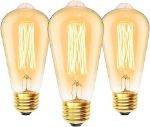 Picture of E27 60W Vintage Edison Bulbs, ST64 Dimmable Decorative Filament Bulbs, 2700K Warm White, Pack of 3