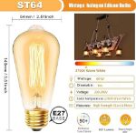 Picture of E27 60W Vintage Edison Bulbs, ST64 Dimmable Decorative Filament Bulbs, 2700K Warm White, Pack of 3