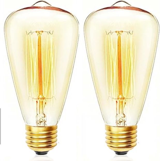 Picture of E27 Vintage Edison Light Bulb ST48, Dimmable 40W Filament Bulb, Retro Amber Glass, Warm White 2700K, 2-Pack