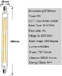 Picture of S15 LED Strip Light 8W, Cold White 6000K, 284mm Double Ended Tube Bulb for Under Cabinet & Bathroom Lighting, 2-Pack