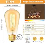 Picture of 40W E27 ST64 Edison Screw Bulbs, Vintage Amber Filament Light Bulbs, 2700K Warm White Dimmable,  6-Pack [Energy Class F]