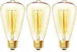 Picture of E27 Vintage Edison ST48 Filament Bulbs, 40W Dimmable Warm White 2700K Amber Glass Decorative Light,  3-Pack [Energy Class F]