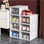 Picture of 12-Pack Stackable White Plastic Shoe Storage Drawers – Foldable, Durable, and Space-Saving Organizer