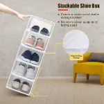 Picture of 12-Pack Stackable White Plastic Shoe Storage Drawers – Foldable, Durable, and Space-Saving Organizer