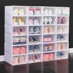 Picture of 12-Pack Stackable White Plastic Shoe Storage Drawers – Foldable, Durable, and Space-Saving Organizer