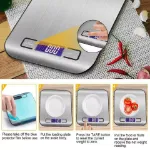 Picture of 10kg Digital Stainless Steel Kitchen Food Weighing Scale with LCD Display, Precision Electronic Cooking Scale