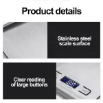 Picture of 10kg Digital Stainless Steel Kitchen Food Weighing Scale with LCD Display, Precision Electronic Cooking Scale