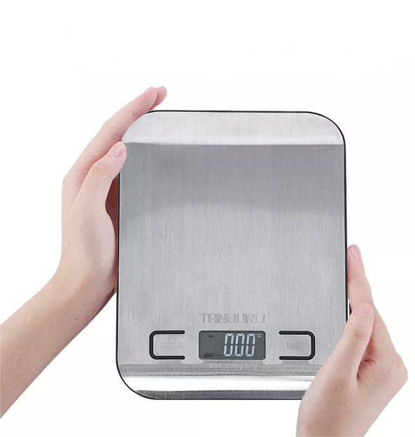 Picture of 10kg Digital Stainless Steel Kitchen Food Weighing Scale with LCD Display, Precision Electronic Cooking Scale