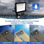 Picture of 50W LED Floodlight with PIR Motion Sensor, Outdoor Security Light for Garden & Driveway 