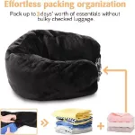 Picture of Stuffable Travel Velvet Neck Pillow Storage Bag Adjustable U-Shapes Pillow 