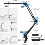 Picture of LED Clip-On Desk Lamp Dimmable Swing Arm Workbench Light for Study, Office & Reading