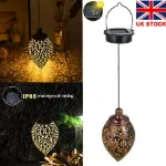 Picture of 2x Solar-Powered Moroccan LED Lanterns Hanging Outdoor Garden Lights for Decorative Landscape Lighting