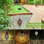 Picture of 2x Solar-Powered Moroccan LED Lanterns Hanging Outdoor Garden Lights for Decorative Landscape Lighting