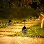 Picture of 2x Solar-Powered Moroccan LED Lanterns Hanging Outdoor Garden Lights for Decorative Landscape Lighting