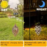 Picture of 2x Solar-Powered Moroccan LED Lanterns Hanging Outdoor Garden Lights for Decorative Landscape Lighting