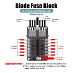 Picture of 12-Way Blade Fuse Box with Distribution Bar, 12V/32V Automotive & Marine Fuse Holder for Car, Boat, RV