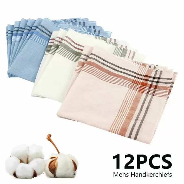 Picture of 12PCS Men’s Handkerchiefs – Classic Cotton Blend Gentlemen’s Hankies Gift Set