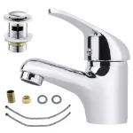 Picture of Modern Chrome Cloakroom Basin Mixer Tap – Mono Bathroom Sink Faucet with Fixings & Waste