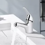 Picture of Modern Chrome Cloakroom Basin Mixer Tap – Mono Bathroom Sink Faucet with Fixings & Waste